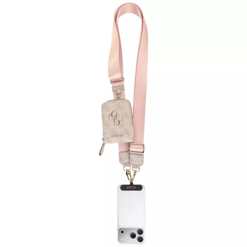 Tracolla universale per telefono GUESS 4G Metal Logo con piccola pochette - Rosa