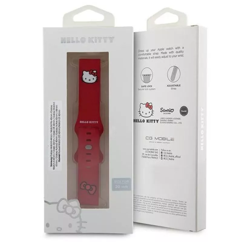 Bracciale universale in silicone Hello Kitty HKUWMSCHBLR testa Kitty rossa 20mm