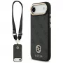 Custodia MagSafe GUESS 4G Strass Logo per iPhone Air con tasti in metallo e cinturino da polso - Nera