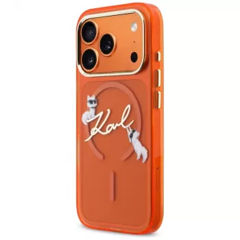 Custodia MagSafe Karl Lagerfeld IML Choupettes Karl Script Logo per iPhone 17 Pro - Arancione