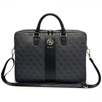 Borsa per laptop GUESS 4G Round & Classic Logos Stripe 16 pollici nera