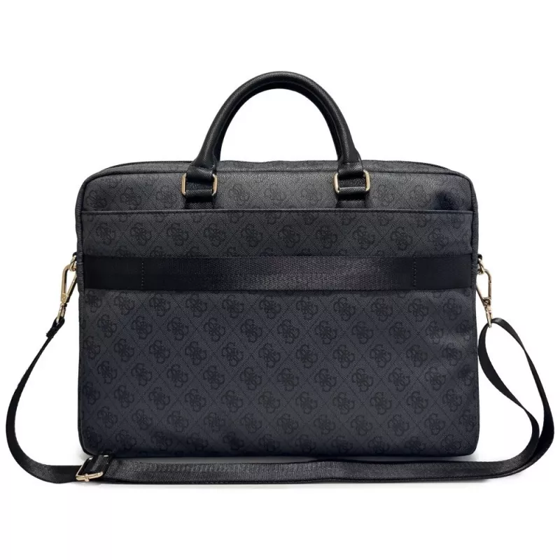 Borsa per laptop GUESS 4G Round & Classic Logos Stripe 16 pollici nera