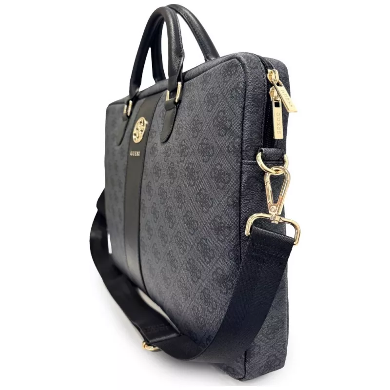 Borsa per laptop GUESS 4G Round & Classic Logos Stripe 16 pollici nera