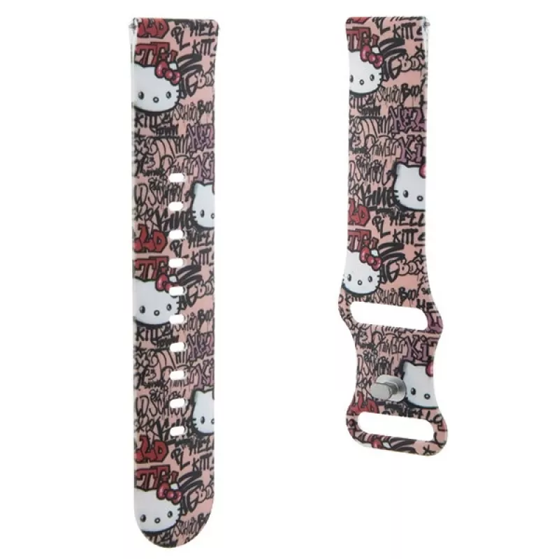 Bracciale universale in silicone Hello Kitty graffiti rosa 22mm