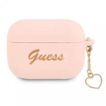Custodia GUESS per AirPods Pro in silicone rosa Charm Heart Collection