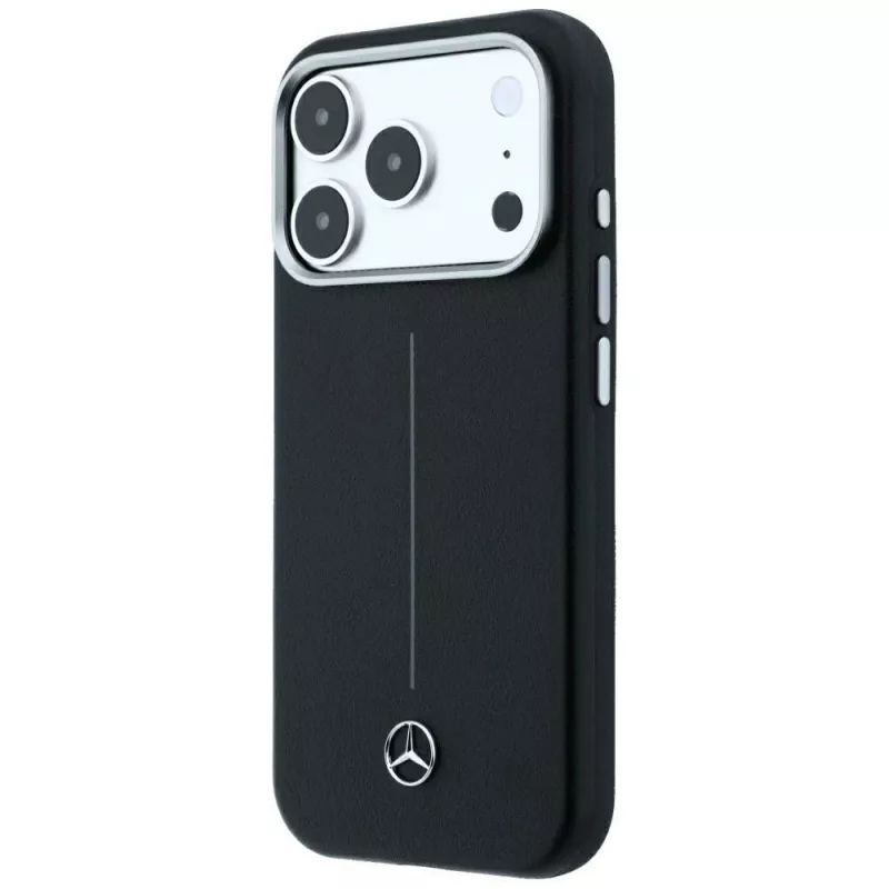 Custodia MagSafe Mercedes Pelle Semi Wrap Iconic Line per iPhone 18 Pro Max / 17 Pro Max - Nero