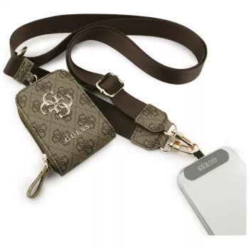 Tracolla universale per telefono Guess 4G Metal Logo con borsa piccola - Marrone