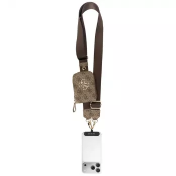 Tracolla universale per telefono Guess 4G Metal Logo con borsa piccola - Marrone