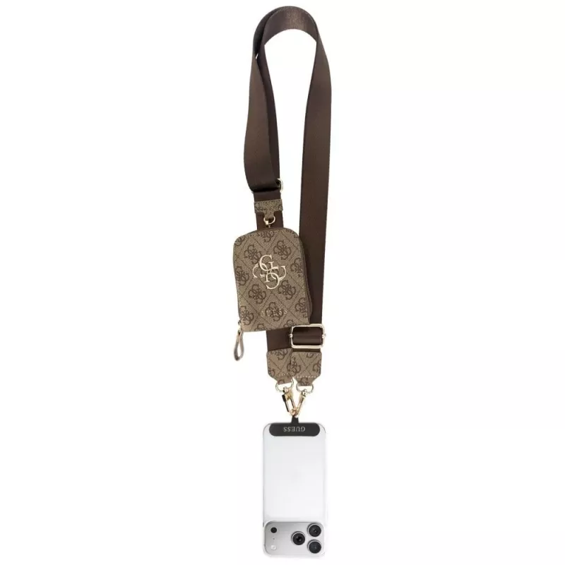 Tracolla universale per telefono Guess 4G Metal Logo con borsa piccola - Marrone