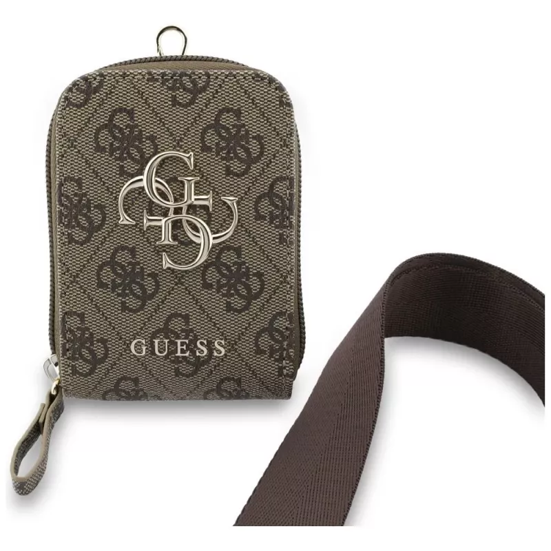 Tracolla universale per telefono Guess 4G Metal Logo con borsa piccola - Marrone