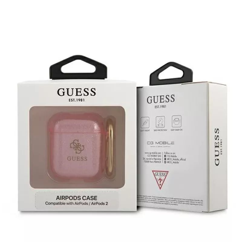 Custodia protettiva GUESS Glitter Collection per Apple AirPods 1/2 - Rosa