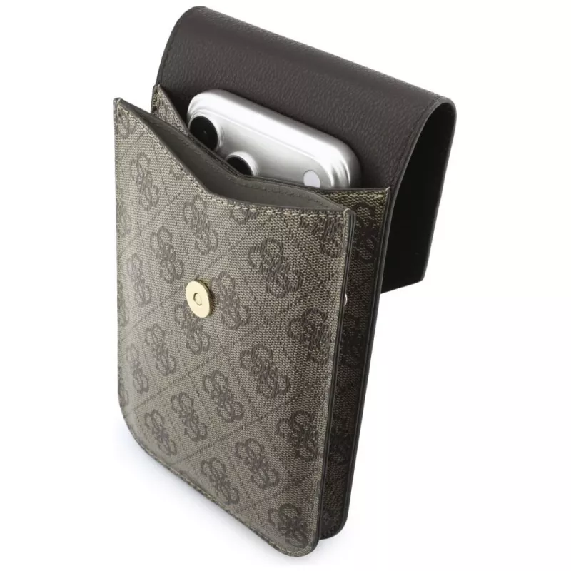 Borsa per telefono GUESS Graines 4G & Classic Logos Marrone