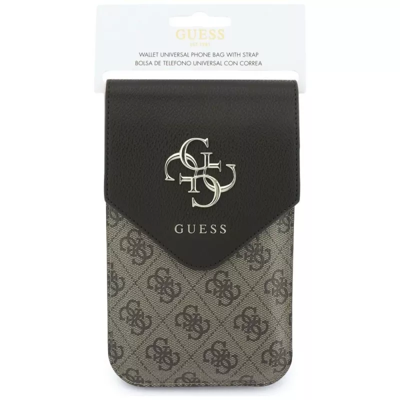 Borsa per telefono GUESS Graines 4G & Classic Logos Marrone