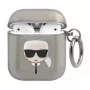 Custodia Karl Lagerfeld KLA2UKHGK per AirPods 1/2 nero glitter testa di Karl