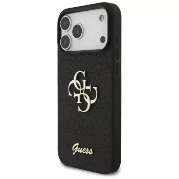 Custodia GUESS Fixed Glitter Big 4G per iPhone 18 Pro Max / 17 Pro Max - nero