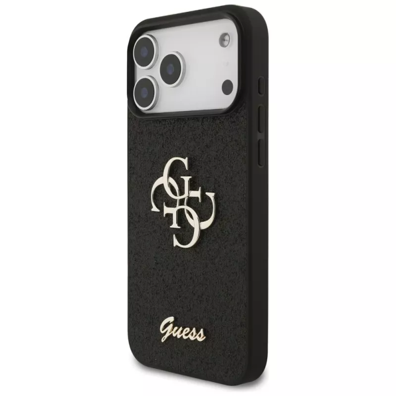 Custodia GUESS Fixed Glitter Big 4G per iPhone 18 Pro Max / 17 Pro Max - nero