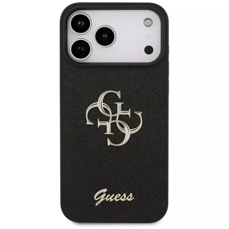 Custodia GUESS Fixed Glitter Big 4G per iPhone 18 Pro Max / 17 Pro Max - nero