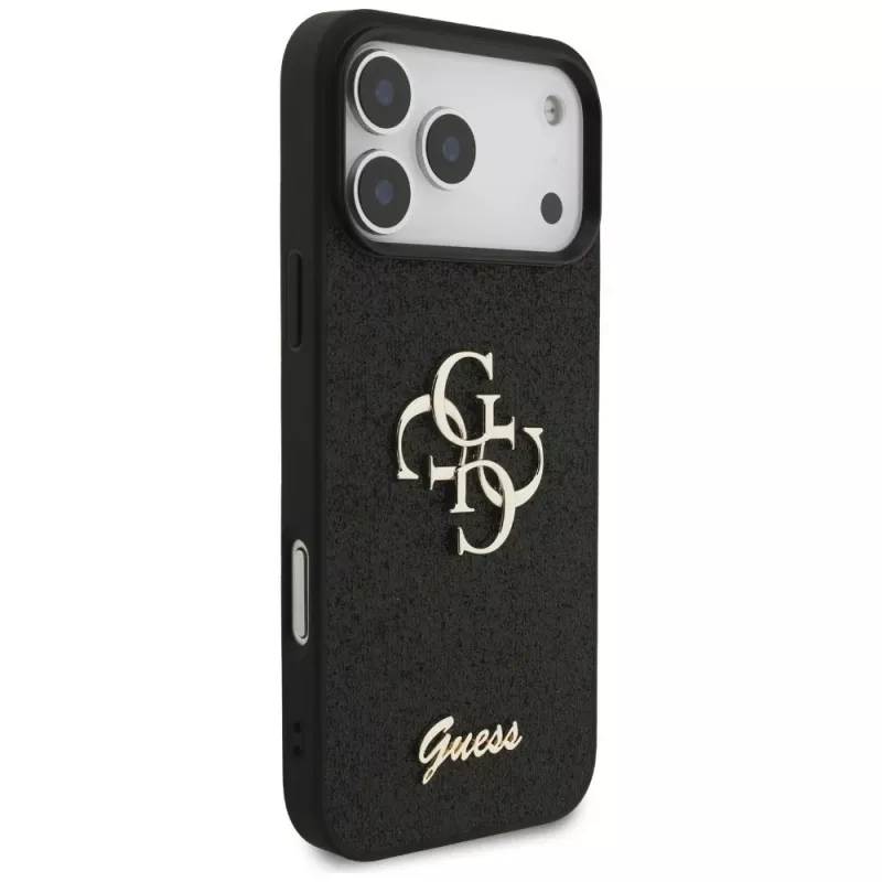 Custodia GUESS Fixed Glitter Big 4G per iPhone 18 Pro Max / 17 Pro Max - nero