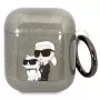 Custodia Karl Lagerfeld KLA2HNKCTGK per AirPods 1/2 nero glitter Karl & Choupette