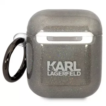 Custodia Karl Lagerfeld KLA2HNKCTGK per AirPods 1/2 nero glitter Karl & Choupette