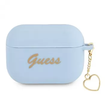 Custodia Guess GUAPLSCHSB per AirPods Pro blu silicone charm Heart Collection