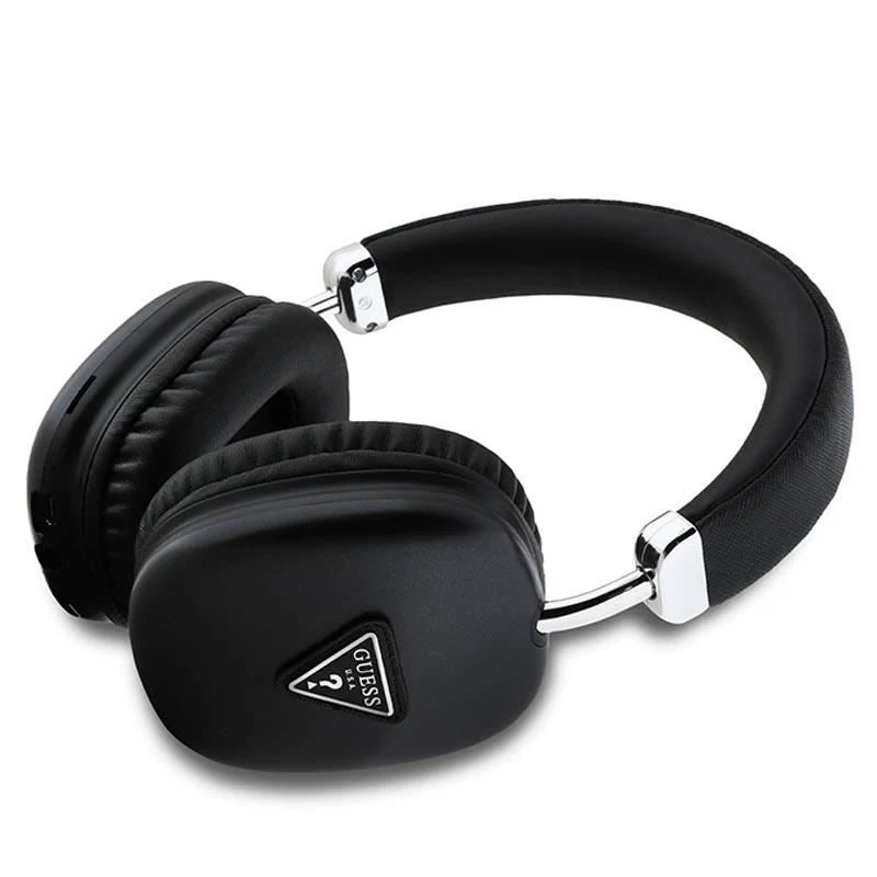 Cuffie over-ear Bluetooth 5.3 GUESS con logo triangolare metallico - nero