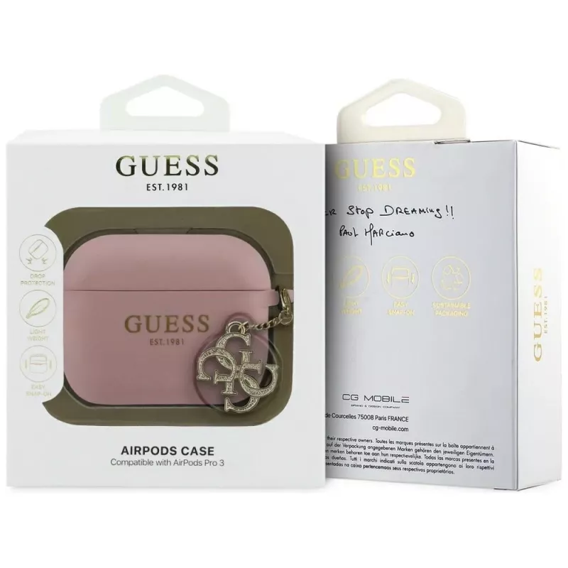 GUESS Custodia in silicone 4G Charm per AirPods Pro 3, Rosa