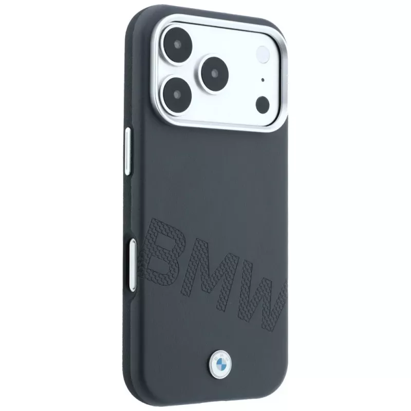 Custodia MagSafe BMW Sign Inclined Deboss Letters per iPhone 18 Pro / 17 Pro - grigio