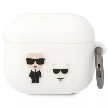 Custodia Karl Lagerfeld KLACA3SILKCW per AirPods 3 in silicone bianco Karl & Choupette
