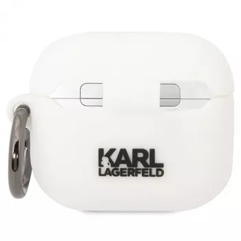 Custodia Karl Lagerfeld KLACA3SILKCW per AirPods 3 in silicone bianco Karl & Choupette