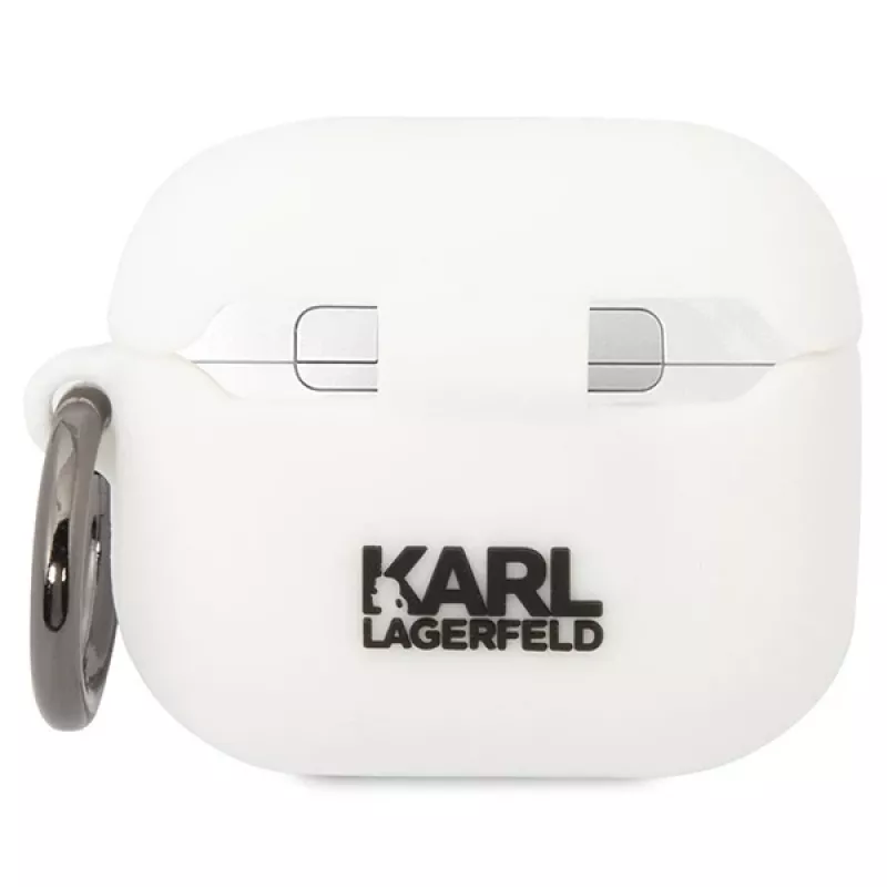 Custodia Karl Lagerfeld KLACA3SILKCW per AirPods 3 in silicone bianco Karl & Choupette