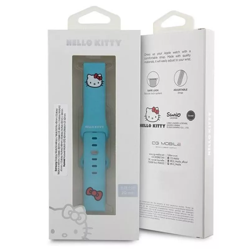Hello Kitty Cinturino universale in silicone HKUWMSCHBLB, Kitty Head, Blu, 20mm