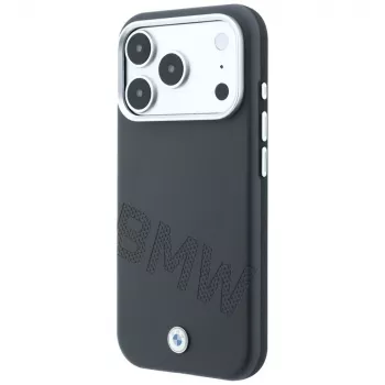 Custodia MagSafe BMW Sign Inclined Deboss Letters per iPhone 18 Pro Max / 17 Pro Max - grigio