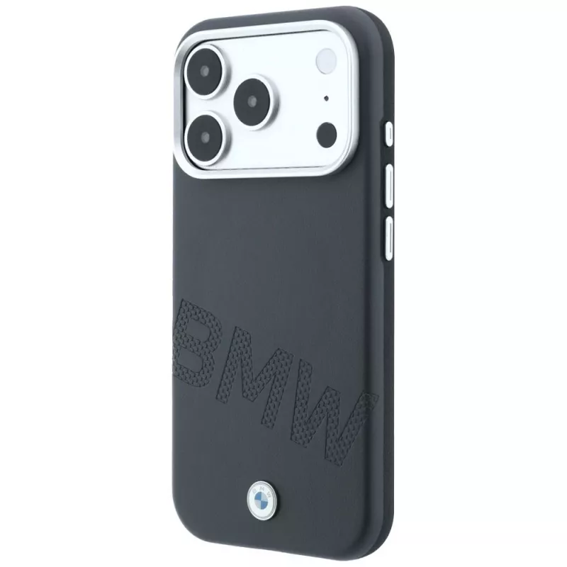 Custodia MagSafe BMW Sign Inclined Deboss Letters per iPhone 18 Pro Max / 17 Pro Max - grigio