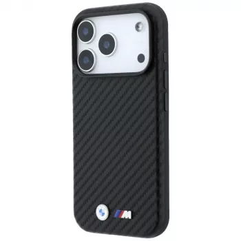 Custodia MagSafe BMW M Carbon Metal Logo per iPhone 18 Pro Max / 17 Pro Max - nero