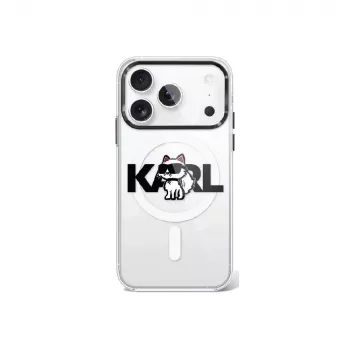 Custodia MagSafe Karl Lagerfeld IML Choupette Sketch Logo per iPhone 17 Pro - trasparente