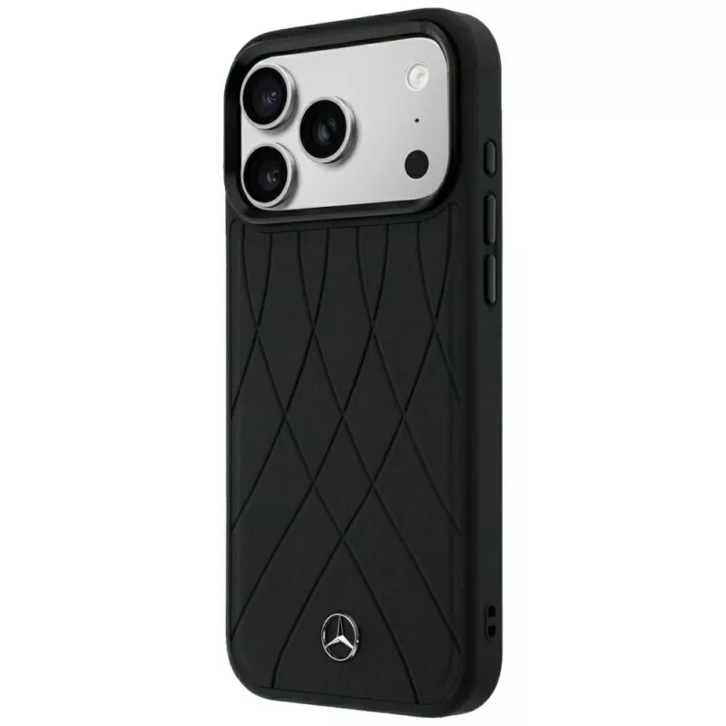 Custodia MagSafe Mercedes in pelle Crossed Lines per iPhone 18 Pro Max / 17 Pro Max - nero