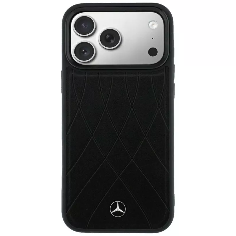 Custodia MagSafe Mercedes in pelle Crossed Lines per iPhone 18 Pro Max / 17 Pro Max - nero