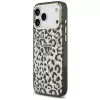 Custodia MagSafe GUESS IML Leopard Glitter Triangle Logo per iPhone 18 Pro Max / 17 Pro Max - nero