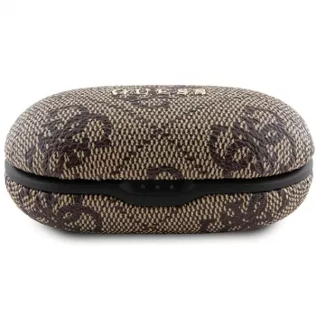 Guess GUTWSP4EGW auricolari true wireless con custodia di ricarica, Bluetooth 5.3, ENC, marrone 4G Metal
