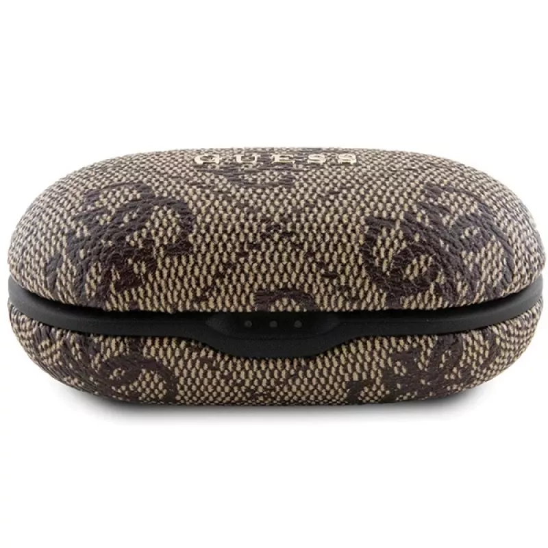 Guess GUTWSP4EGW auricolari true wireless con custodia di ricarica, Bluetooth 5.3, ENC, marrone 4G Metal