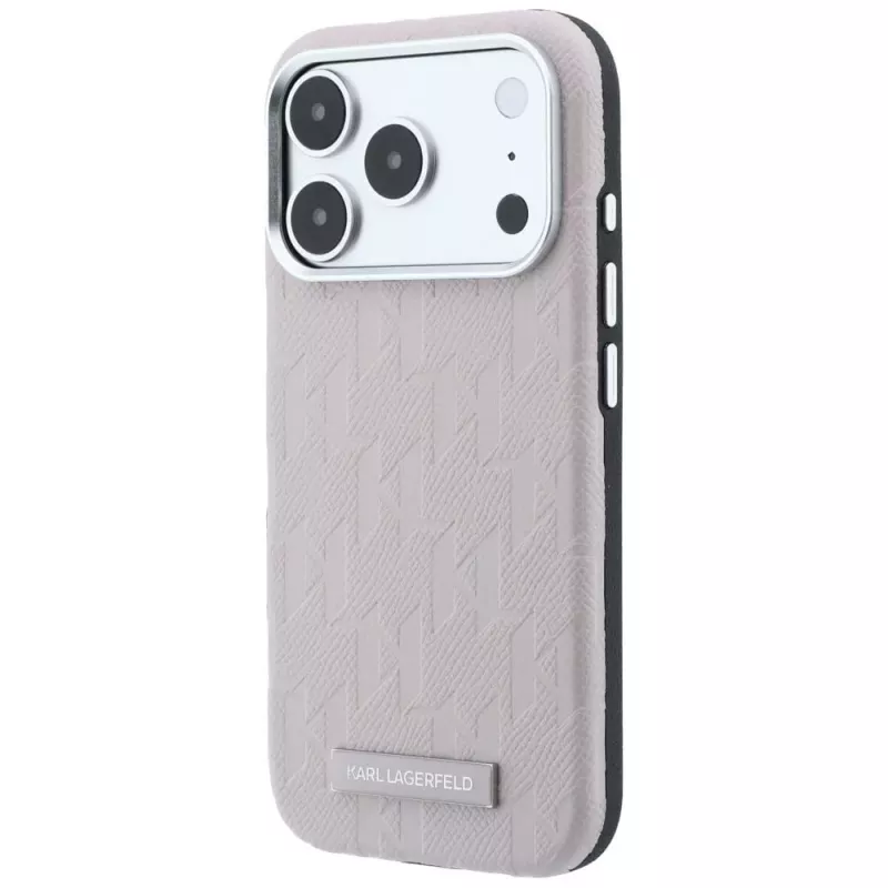 Custodia MagSafe Karl Lagerfeld Grained Mono Resin Logo per iPhone 18 Pro Max / 17 Pro Max - rosa