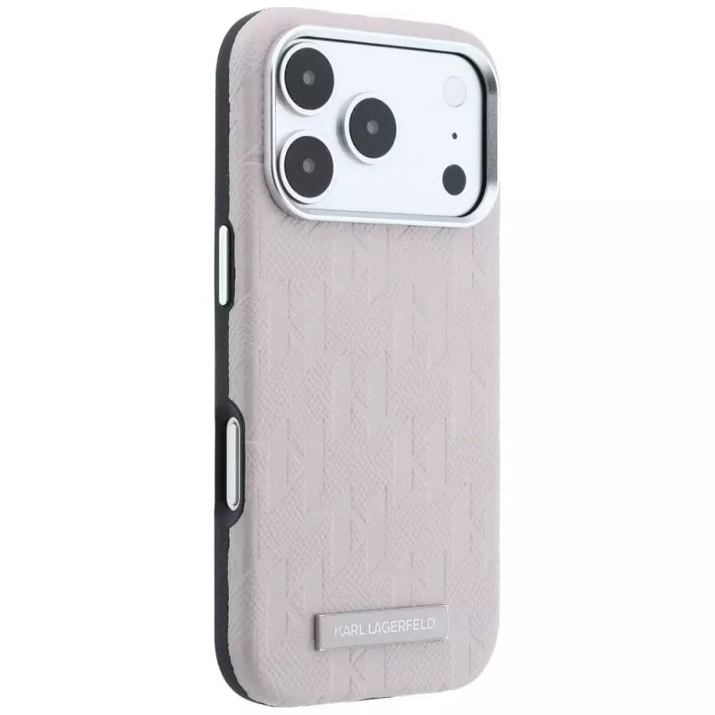 Custodia MagSafe Karl Lagerfeld Grained Mono Resin Logo per iPhone 18 Pro Max / 17 Pro Max - rosa