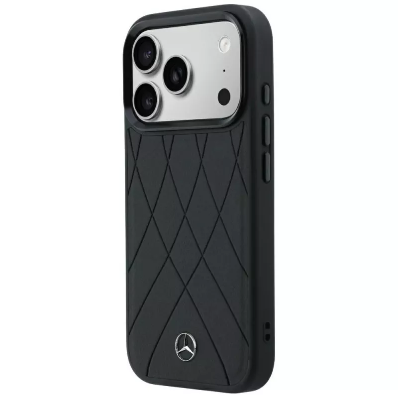 Custodia MagSafe Mercedes-Benz in pelle Crossed Lines per iPhone 18 Pro / 17 Pro - nero