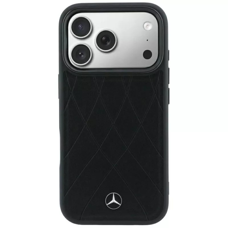 Custodia MagSafe Mercedes-Benz in pelle Crossed Lines per iPhone 18 Pro / 17 Pro - nero