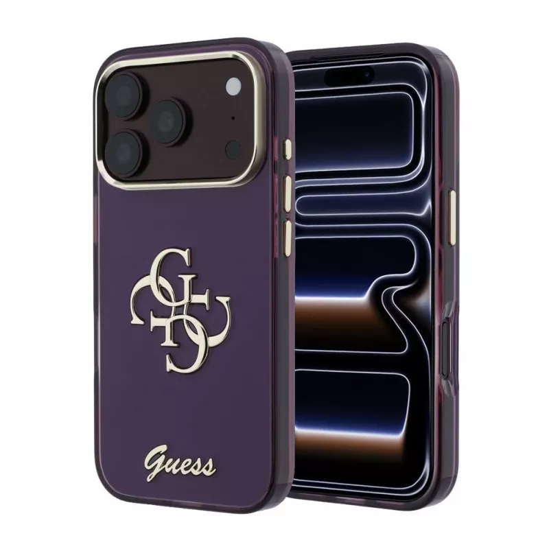 Custodia posteriore GUESS 4G Script Metal per Apple iPhone 18 Pro / 17 Pro - bordeaux