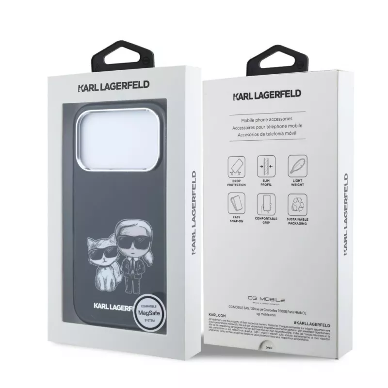 Custodia MagSafe Karl Lagerfeld Karl & Choupette Bodies Sketch Print per iPhone 18 Pro Max / 17 Pro Max - nero