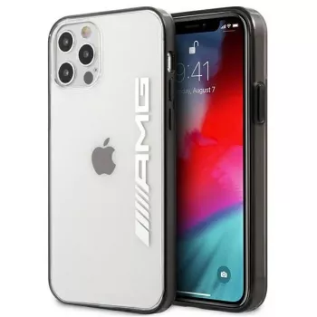 AMG AMHCP12LAESLBK Custodia rigida trasparente per iPhone 12 Pro Max con cornice nera laccata metallizzata