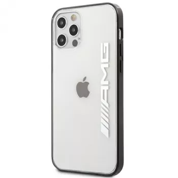 AMG AMHCP12LAESLBK Custodia rigida trasparente per iPhone 12 Pro Max con cornice nera laccata metallizzata