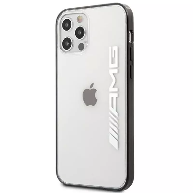 AMG AMHCP12LAESLBK Custodia rigida trasparente per iPhone 12 Pro Max con cornice nera laccata metallizzata